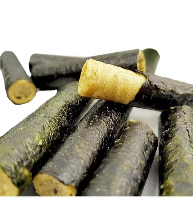 Deliciosos snacks de 90 gramas de frutos do mar, camarão, bacalhau e carne, sabores com algodão Nori Roll.