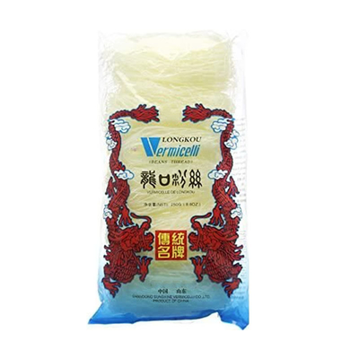 Produtos orgânicos de cereais grosseiros Cristal claro brilhante Arroz Longkou Vermicelli 250g