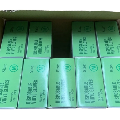 Luvas de vinil descartáveis em PU branco azul para manipulação e preparação de alimentos