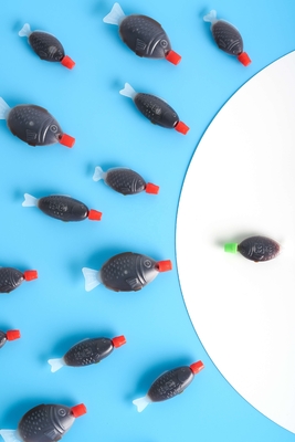 Sushi Halal Mini em forma de peixe, molho de soja com 100% de pureza